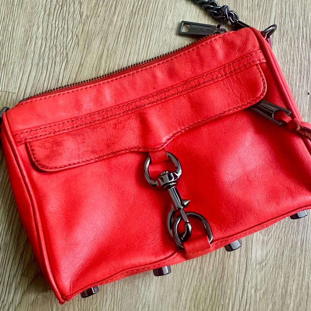 Red Orange  Leather Women's Bag